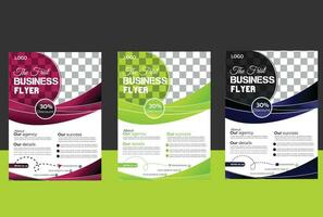 Business flyer design white background design color green blue and purple vector