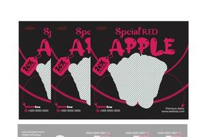 Business food banner design black background with discount apple food vector