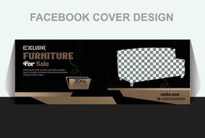 Furniture Facebook cover design black bacgkrouns with image vector