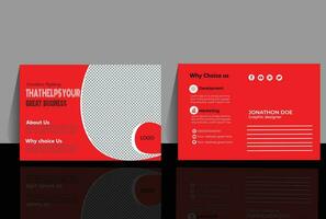 Business post card design color red and white vector