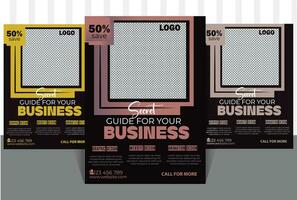 Business flyer design Black background design colors red, blue and yellow vector