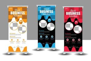 Business roll-up banner design color background black and white design color red blue yellow vector