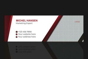 E-mail signature design white background with image color red vector