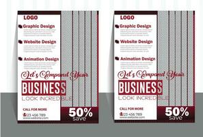 Business flyer design white background design color red vector