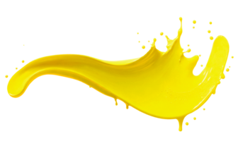Yellow paint splash isolated on transparent background. AI Generative png