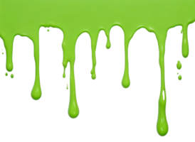 Green paint drips border isolated on a transparent background. AI Generative png