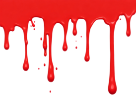 Red paint drips border isolated on a transparent background. AI Generative png