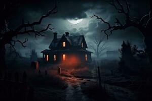 Halloween dark house background photo