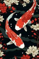 Koi carp fish Japanese background for poster photo