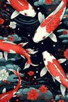 Koi carp fish Japanese background for poster photo
