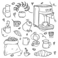 Hand drawn of coffee design with coffee maker tools design for coffee day or cafe wallpaper design vector