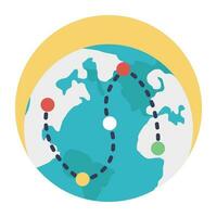 A globe map with location pointers, colored vector icon design