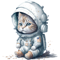 astronaut katt vattenfärg png design, generativ ai