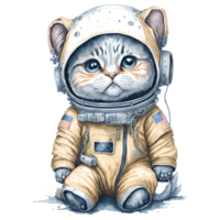 astronaut katt vattenfärg png design, generativ ai