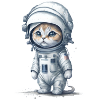 astronaut katt vattenfärg png design, generativ ai