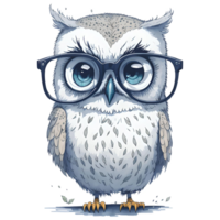 Cute Owl Watercolor PNG Design, Generative AI