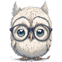 mignonne hibou aquarelle png conception, génératif ai