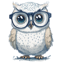 Cute Owl Watercolor PNG Design, Generative AI