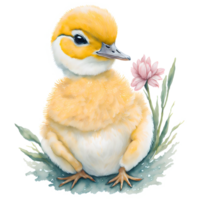 Duckling Watercolor PNG Design, Generative AI