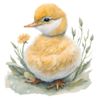 Duckling Watercolor PNG Design, Generative AI