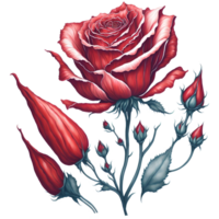 handgemalt Aquarell rot Rose png Design, generativ ai