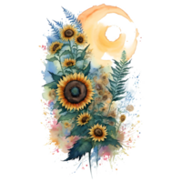 Sonnenblume Sublimation png Design, generativ ai