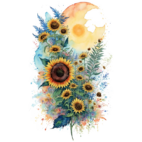 zonnebloem sublimatie PNG ontwerp, generatief ai