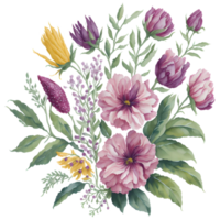 Vibrant Watercolor Flowers PNG Design, Generative AI