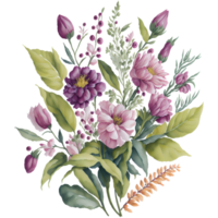 Vibrant Watercolor Flowers PNG Design, Generative AI