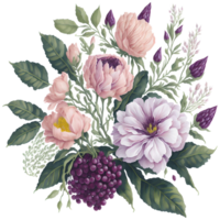 levendig waterverf bloemen PNG ontwerp, generatief ai