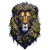 Vintage Lion Head PNG Design, Generative AI