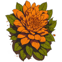 Watercolor Beautiful Orange Jasmine Flower PNG Design, Generative AI
