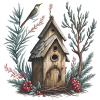 Watercolor Birdhouse PNG Design, Generative AI