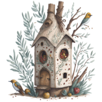 acquerello birdhouse png disegno, generativo ai