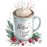 Watercolor Christmas Coffee PNG Design, Generative AI