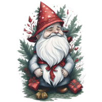 Watercolor Christmas Gnome PNG Design, Generative AI