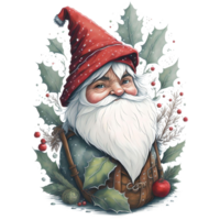 Watercolor Christmas Gnome PNG Design, Generative AI