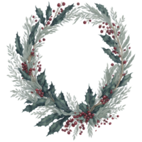 Watercolor Christmas Wreath PNG Design, Generative AI