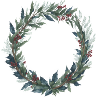 Watercolor Christmas Wreath PNG Design, Generative AI