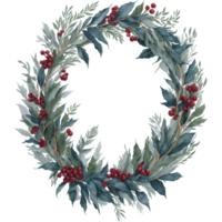Watercolor Christmas Wreath PNG Design, Generative AI
