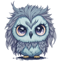 waterverf schattig chibi uil PNG ontwerp, generatief ai