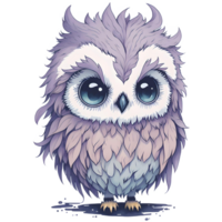 Watercolor Cute Chibi Owl PNG Design, Generative AI