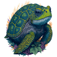 Aquarell süß Schildkröte png Design, generativ ai