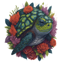 Watercolor Cute Turtle PNG Design, Generative AI