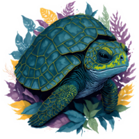 Watercolor Cute Turtle PNG Design, Generative AI