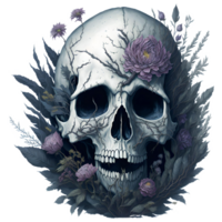 Watercolor Dead Skull PNG Design, Generative AI