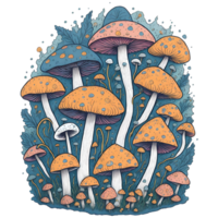 Watercolor Funny Mushrooms PNG Design, Generative AI