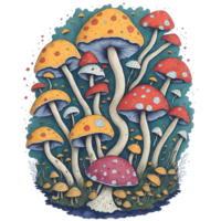 Watercolor Funny Mushrooms PNG Design, Generative AI