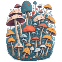 acquerello divertente funghi png disegno, generativo ai