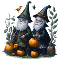 Watercolor Halloween Gnomes PNG Design, Generative AI